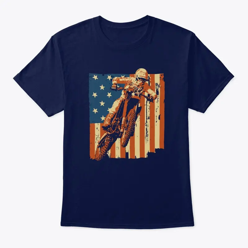 Patriotic American Flag Motocross Racer